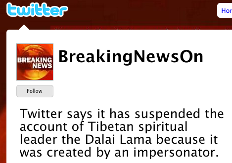 Dalai Lama (not) on Twitter